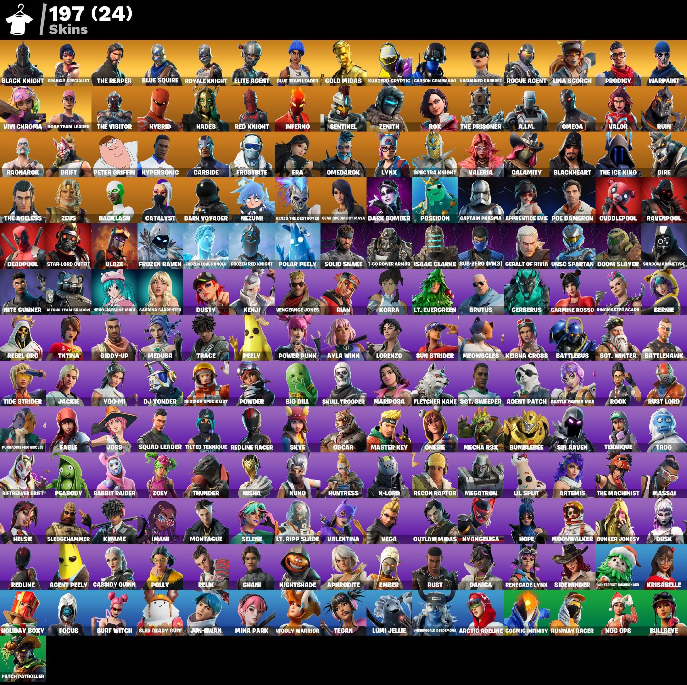 [PC/PSN/XBOX] 197 skins | OG STW | Black Knight | Sparkle Specialist | The Reaper | Blue Squire | Royale Knight | Elite Agent | Blue Team Leader | Gold Midas | 1110 VB