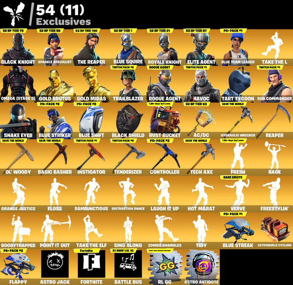 [PC/PSN/XBOX] 272 skins | Black Knight | Sparkle Specialist | The Reaper | Blue Squire | Royale Knight | Elite Agent | Blue Team Leader | Omega (stage 5) | 100 VB