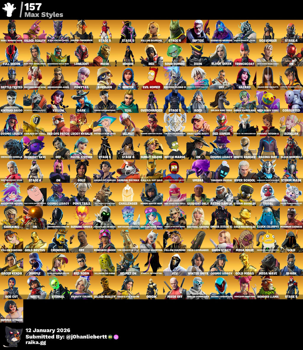 [PC/PSN/XBOX] 366 skins | Renegade Raider | The Reaper | Elite Agent | Omega (stage 5) | Gold Meowscles | Gold Brutus | Gold Midas | Prodigy | Game Knight | 650 VB